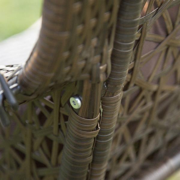 Metal Rattan Swing Chair with Canopy 3-Seater Garden Furniture Metal Steel Frame
