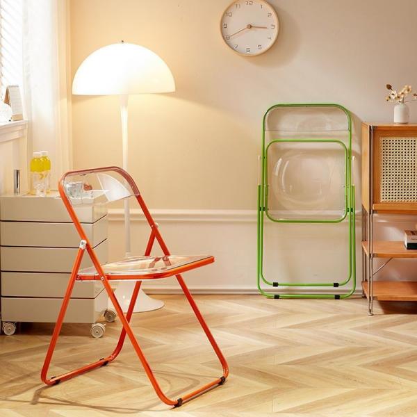 Modern Acrylic Stackable, Plastic Folding Dining Room Armless Home Comfortable Event Chair, Clear, Transparent