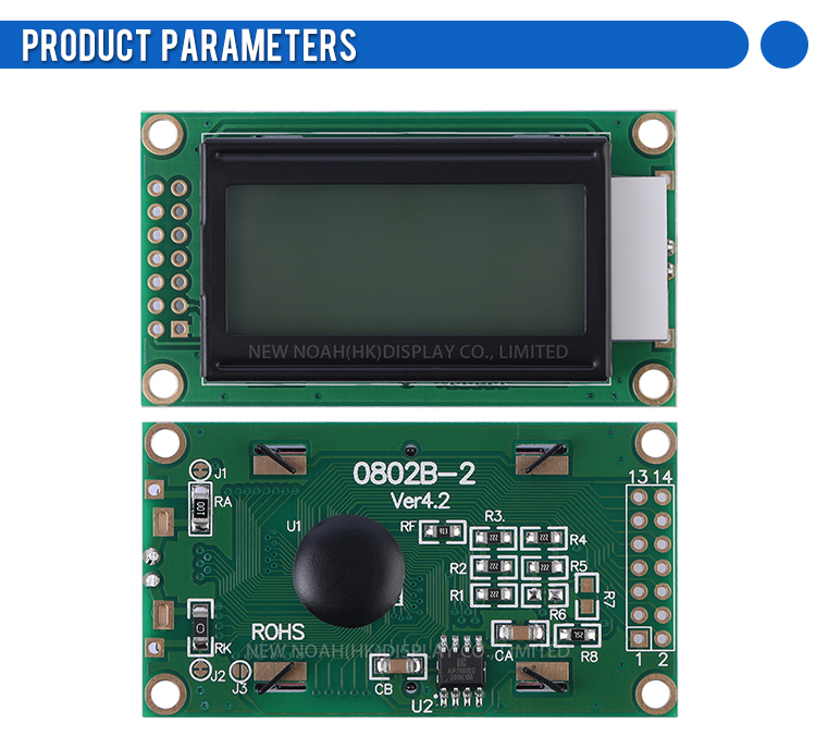Gray Film 0802B-2 3.3V Character LCD Module 0208 LCD 14 PIN ST7066 8X2 LCD Portable Display Module