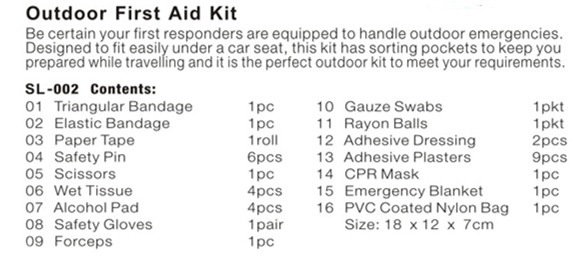 Портативная сумка выживания для аварийной ситуации перемещения автомобиля домашней из бортовой аптечки двери