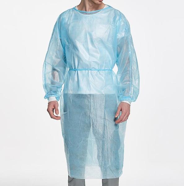 PPE Disposable Waterproof Protective Isolation Gown 25gsm PP Non Woven aami Level 1/2/3/4 Isolation Gowns with elastic cuffs