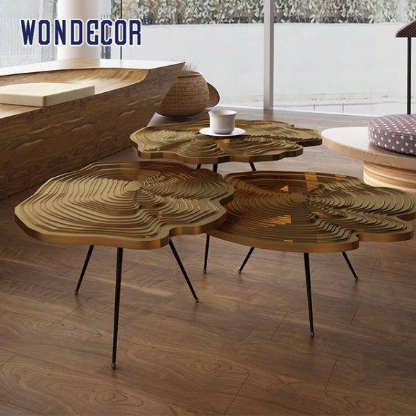 Anel de ouro champanhe 120 cm mesa de centro arte móveis de aço inoxidável para saguão de hotel