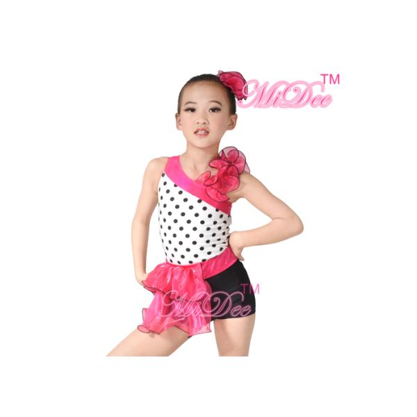 Children'S Dance Costumes Black Polka Dots Top Biketard Ballet Dance Costume