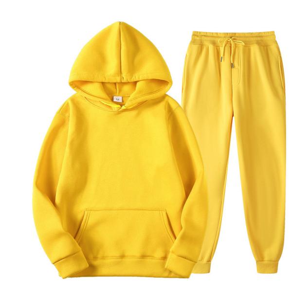 Men Sport Pullover Sweater Set Two Piece Hoodie and Sweatpants Hooded Solid Color