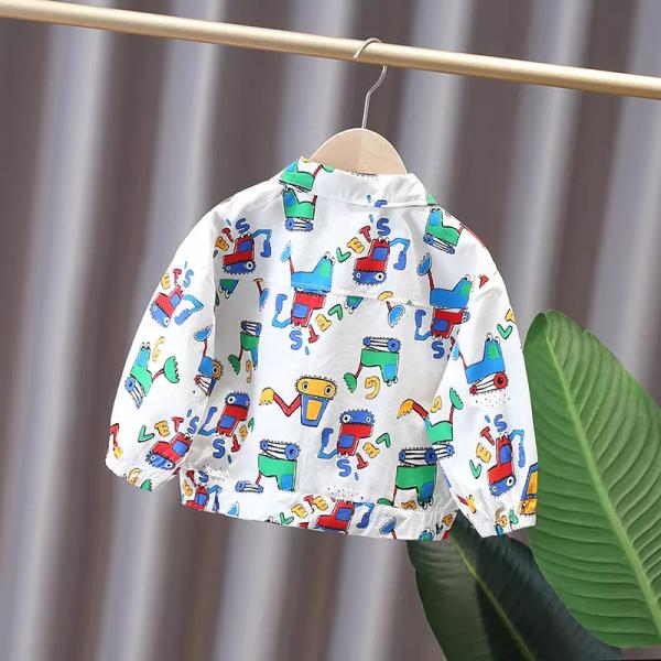 6 Years Unisex Spring Children'S Clothing Long Sleeve Denim Jacket Cartoon Car