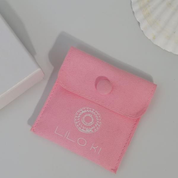 Print Logo Jewellery Package Microfiber Snap Button Pouch Bags with Insert Pad/Card