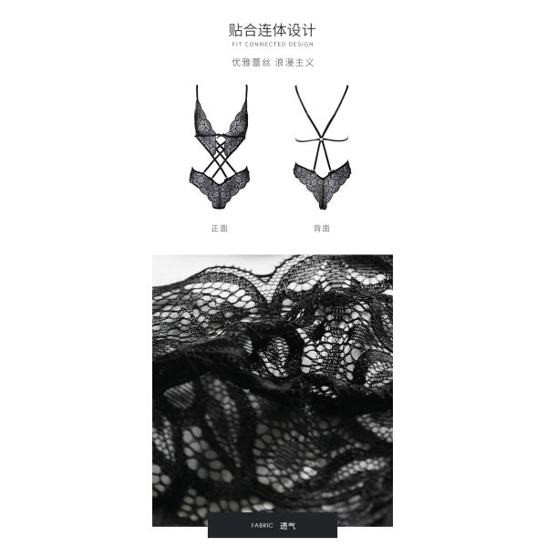 Wholesale Women  Lace Sexy Bra Set Beautiful Back Cross Lingerie Sexy Ladies One-piece Underwear Set