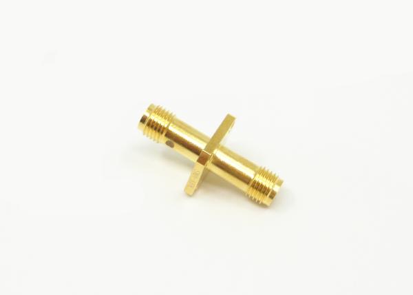 4 Hole Flange Mount SMA Female to Female RF Adapter / RF Antenna Adapter Gold Plated