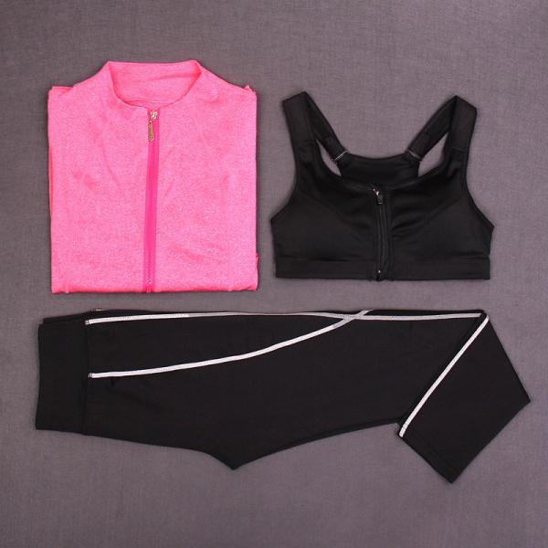 CPG Global High Quality  Breathable 3 Pieces Sets Long Sleeves Gym Running Racerback Sports Bra with Yoga Pants T1016