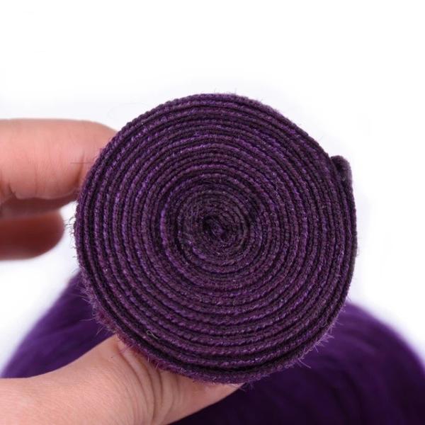 Purple Straight Remy Human Hair Bundles Sew In Weave Bundles Brazilian Bundle Deals