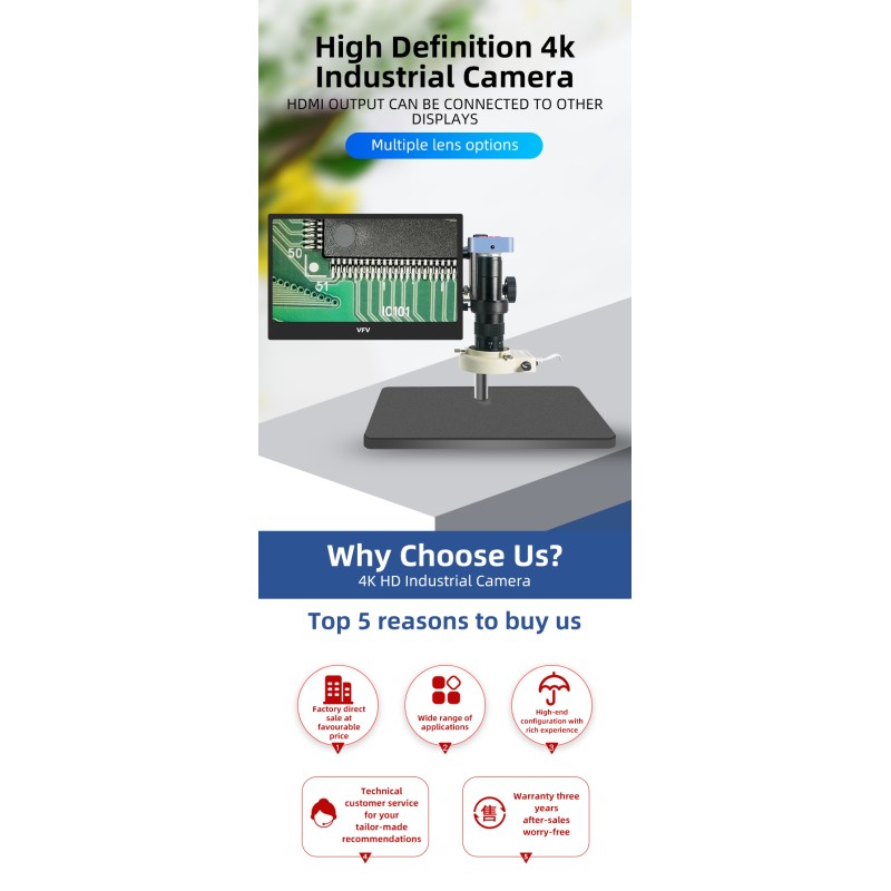 Factory Direct 4K 30MP Electron Microscope Industrial Camera for Industrial, Watch, Phone Repairs and Factory Mould Inspection