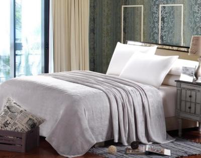 Grey Microfiber Coral Fleece Blanket And Throws Solid Style 120D/192F 150D/288D