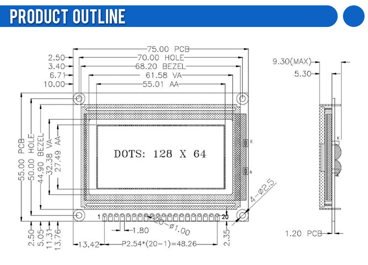 Yellow Green Film Hot Selling 12864K LCB STN Graphic LCD Display SBN0064 Display With Backlight