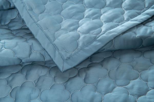 100% Cotton Blue Quilt Set Solid King Size Comforter Set Breathable