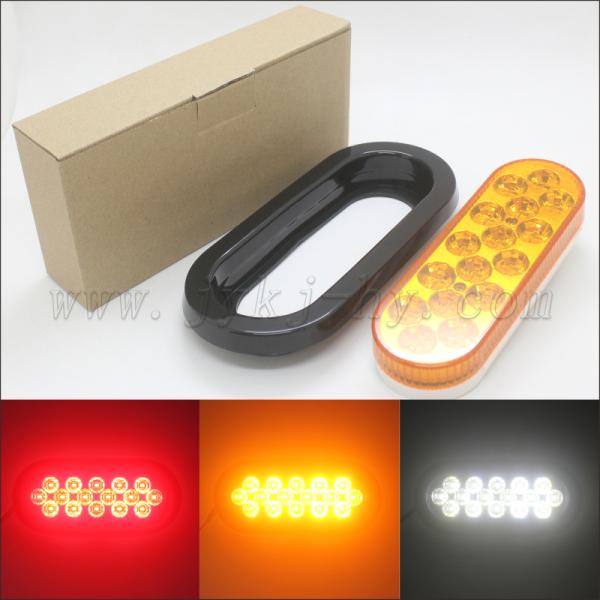 12V 24V 6 inch Oval LED Tail Lights for Truck Trailers Strobe Flashing Warning Lights