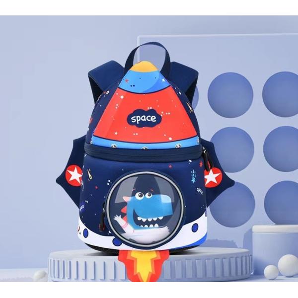 rocket  shape SBR  children backpack  3D Neoprene education bag   soft kindergarten bag  light girl backpack