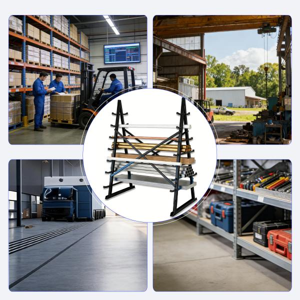 2000LBS X-Shaped Horizontal Storage Rack High Carbon Steel Anti-Rust Coating Plastic End Caps Ground Fix Holes