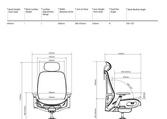 Hup Comfortable Office Chair with Adjustable Backrest Spine Support and H-Shaped Design Task Chair