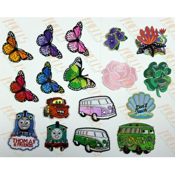 Baby Blue Embroidered Letter Patches Twill Fabric Retro Alphabet For Clothes