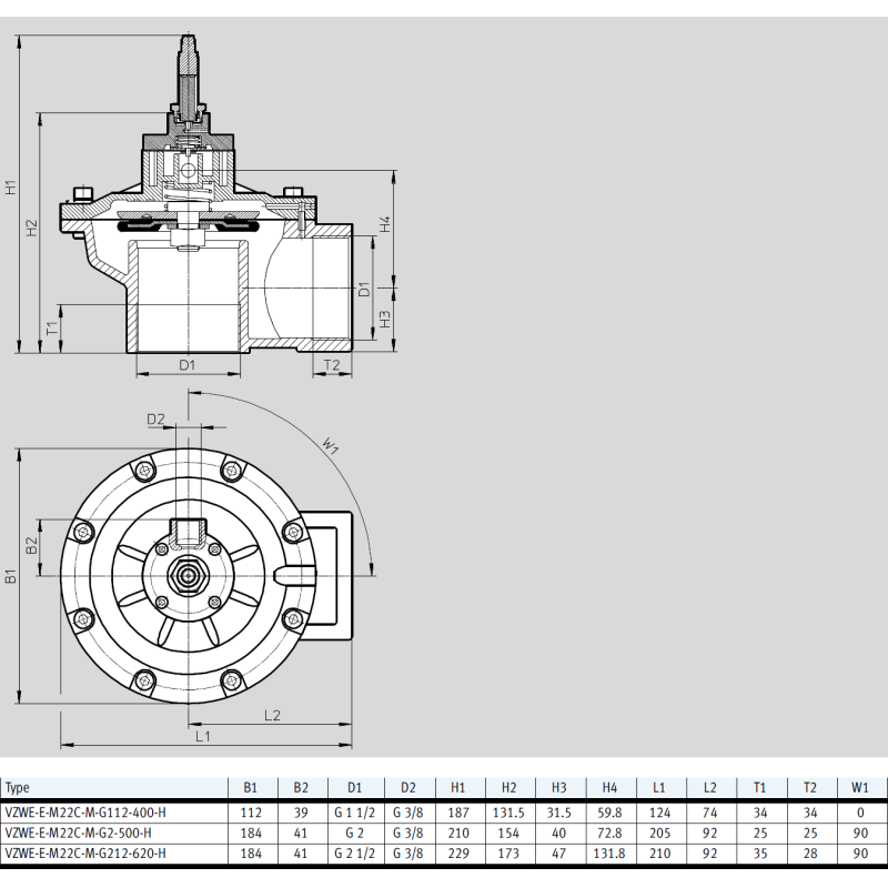 Festo VZWE-E-M22C-M-G34-200-H VZWE-E-M22C-M-G1-250-H Reverse jet pulse valves