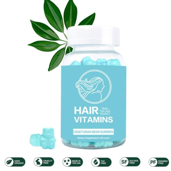 OEM Private Label Biotin & Collagen Hair Growth Gummies 60/Bottle Sugar Bear Vitamins