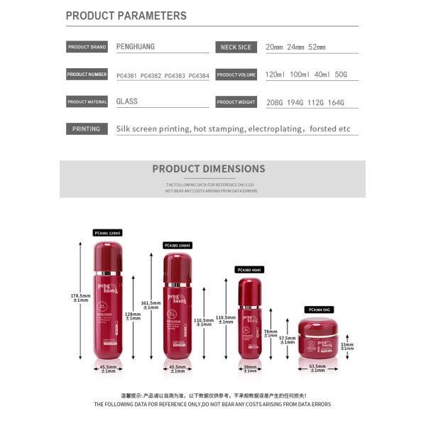 luxury glass Packaging Bottles for Cosmetic Products