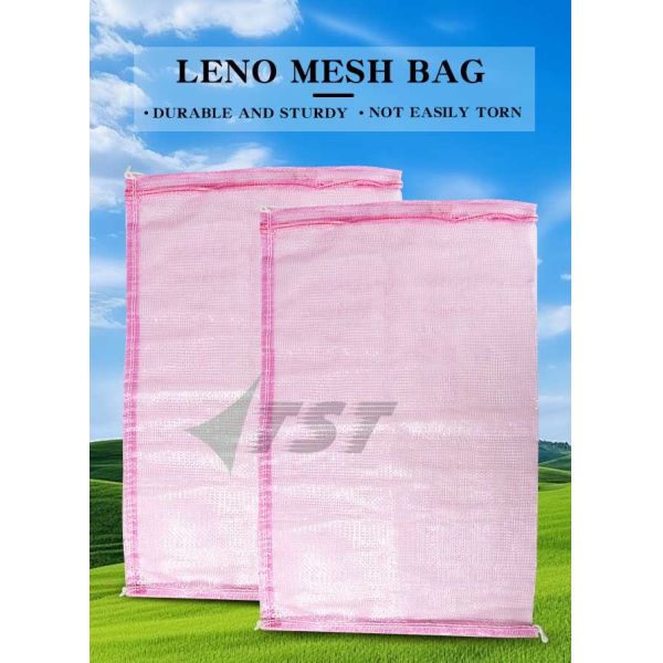 Pink L Sewing Vegetable Mesh Bags 43*78cm For Agriculture Onion Vegetable Packing