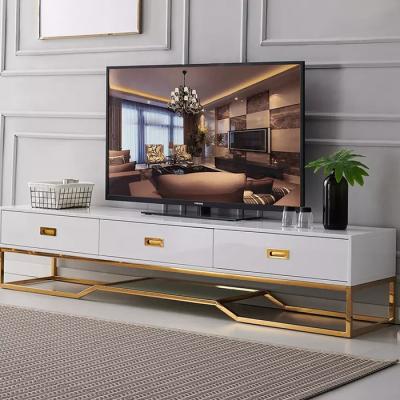 High Gloss Metal Frame TV Cabinet 200 x 45 x 45cm Plasma Medium Modern TV Unit Cabinet