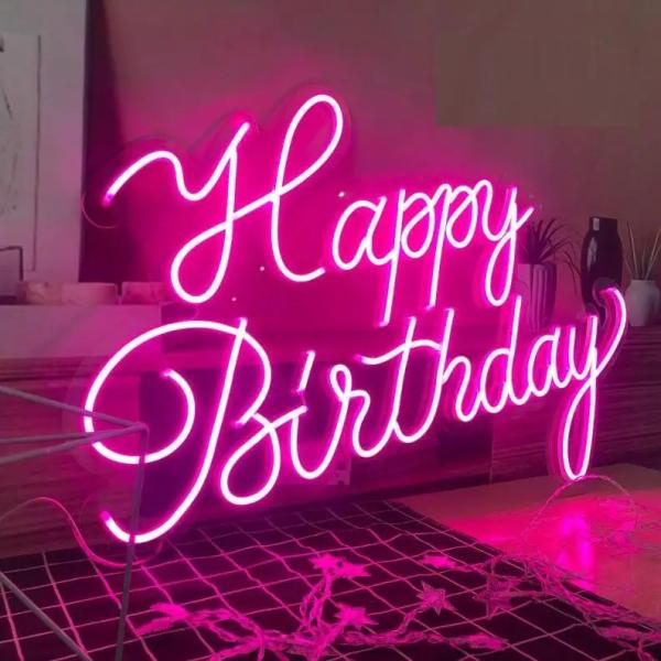 Feliz cumpleaños letras acrílicas LED luces decorativas LED 2835SMD signo neón