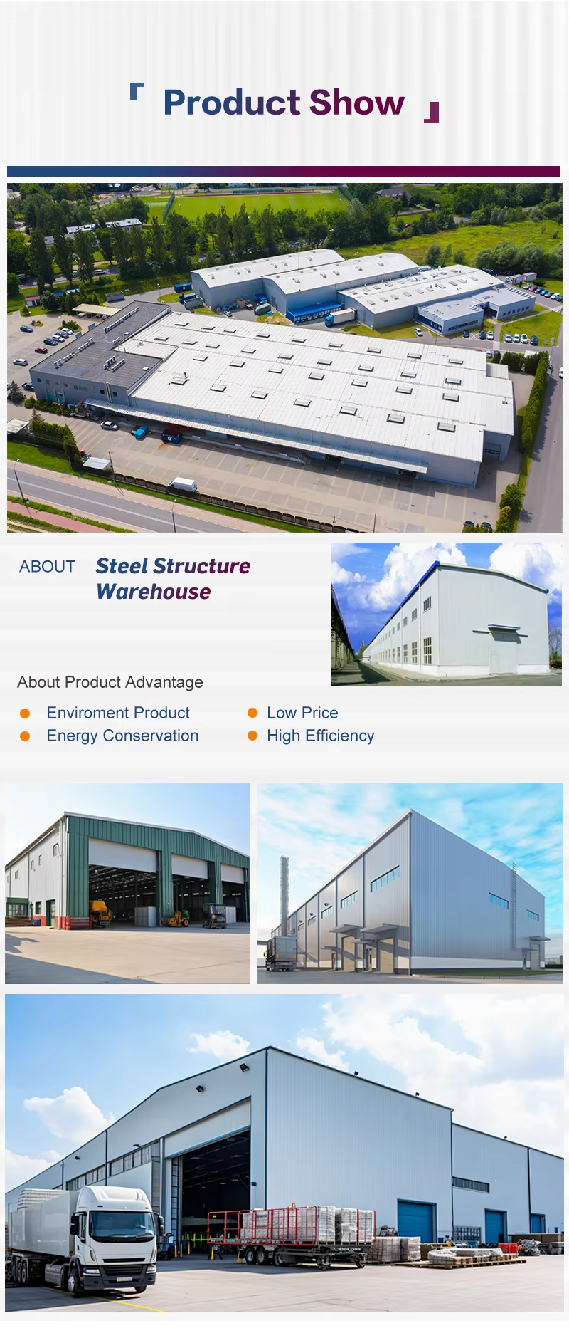Pre Engineered Steel Structure Workshop with Light Weight Portal Frame Structure and Long Service Life