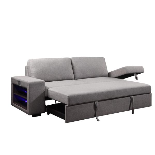 New design Modern living room furniture Ambient base light book shelf and Pull out bed function sofa set hot selling