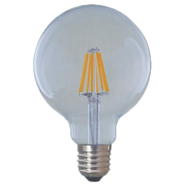 110 lm/w E26 E27 9W G125 G95 LED Filament Bulb with Dimmable Function and Amber Glass