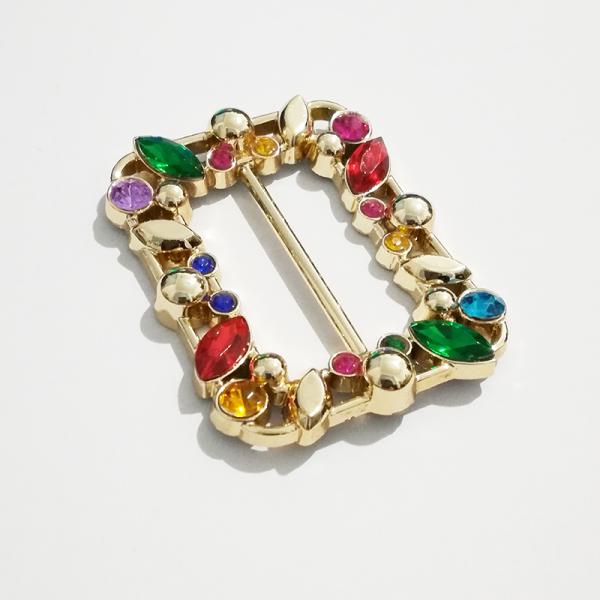 Square Rhinestone Shoe Buckles , Acrylic Diamond Shoe Buckle Replacement Plastic
