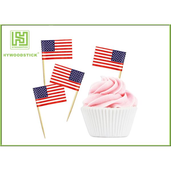 Cure-dents 100% de petit gâteau de hauts de forme de petit gâteau de mariage en bois de bouleau avec le drapeau