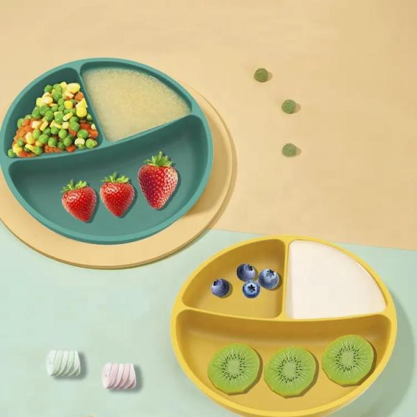 Anti Slip Silicone Baby Infant Feeding Dishes Customize Baby Feeding Infant Suction Plate