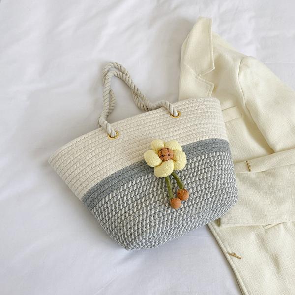 Luxury Large Summer Beach Personalized Custom PU Leather Trim Crochet Raffia Straw Tote Bag Handbag Manufacturers For Women