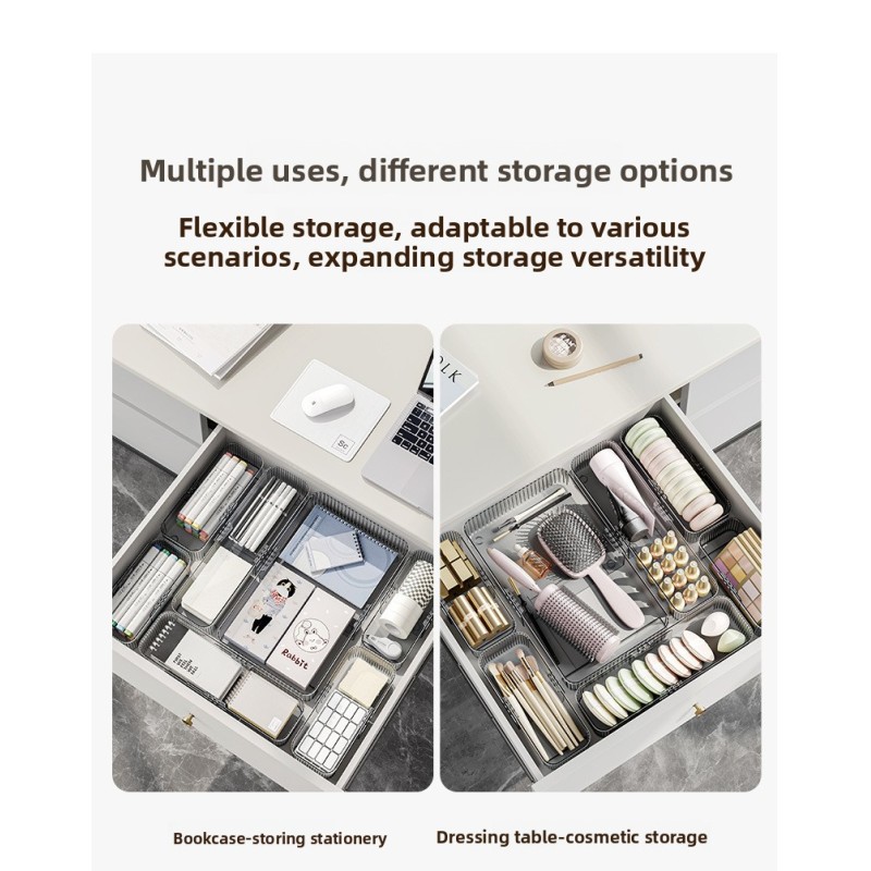 Minimalist Acrylic Drawer Organizer Durable Clear Storage Box Desktop Cosmetic Case for Makeup Lipstick Kitchen Cutlery Utensils