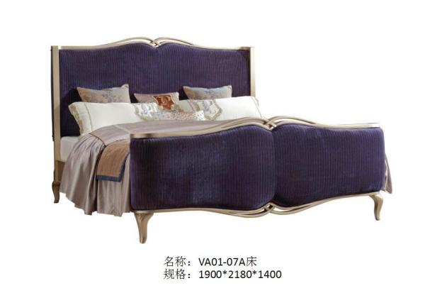 New Classic design of Luxury house furniture Fabric Queen size Bed by Golden painting Headboard with Special tables
