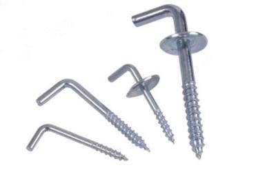 Zinc Plated Square Metal Screw Hooks Right Angle Industrial Usage