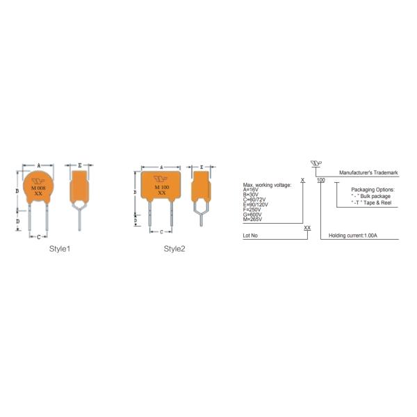 предохранение от полимера ПОГРУЖЕНИЯ приборов 0.5A-2A 240V 265V Polyswitch перестановное