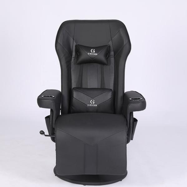 Office Home Gaming Chair With Cup Holder And Footrest In White Racing Style