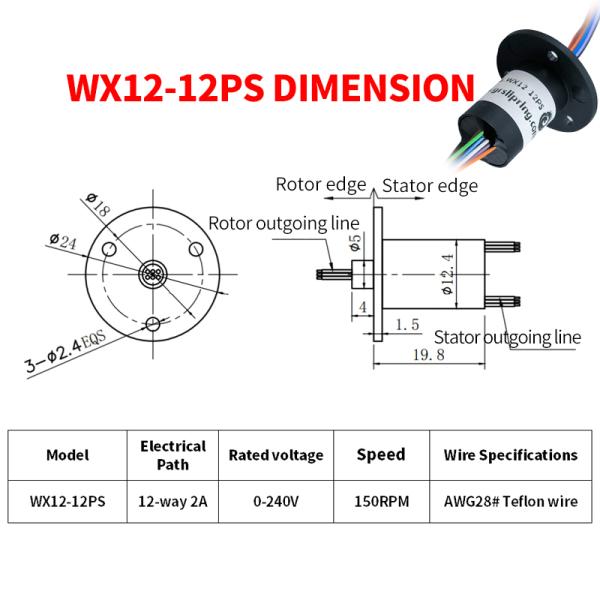 12 Circuits 2A Mini Slip Ring With Flange Small Installation Space