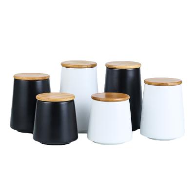 Pot en céramique de bougie de forme ronde, pots décoratifs de la bougie 8oz avec des couvercles