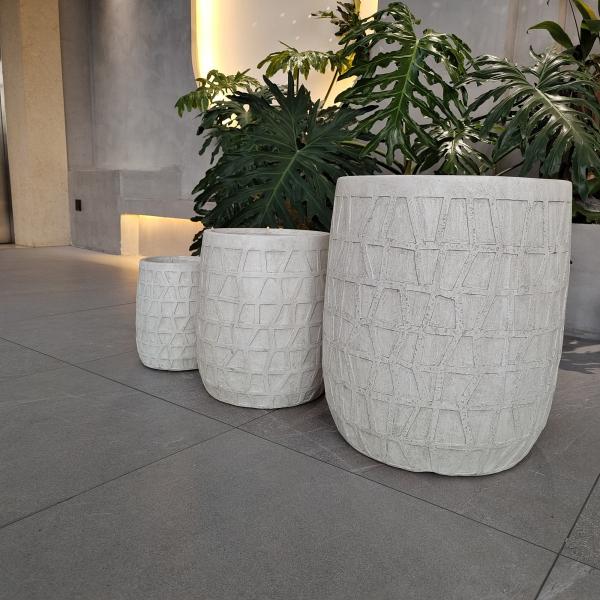 Modern Reinforced Clay Planter Textured Surface For Minimalist Style