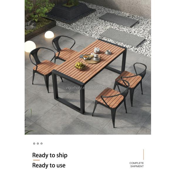 Plastic-Wood Table for Leisure Outdoor Patio Furniture Bench Coffee Table Combination