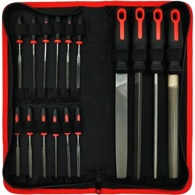Saw Files 19PCS DIY Wooden Hand Tool Flat File Kit Steel File Set with Carrying Case