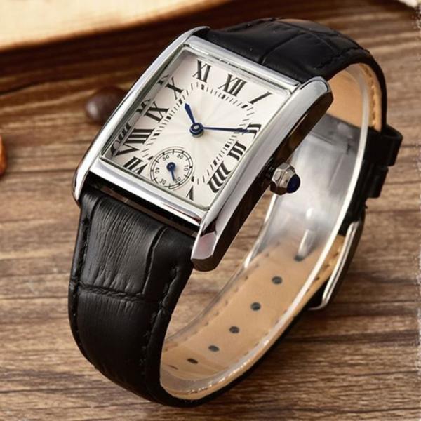 Vintage Square Face Luxury Women'S Watch Pin Buckle Quartz Movement