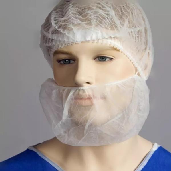 White Food Industry Men 18'' 10gsm Disposable Beard Cover