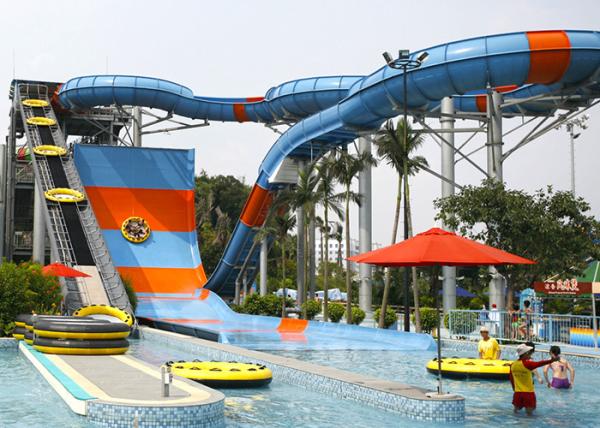 Outdoor Adult Water Slide , Tornado Water Slide Fiberglass Steel Pipe