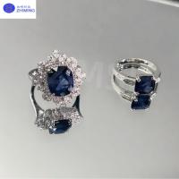 Anillo de piedra preciosa de color zafiro sintético a medida Joyería hecha a mano azul real